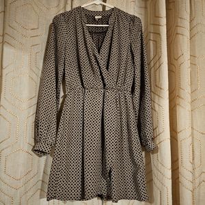 Pink Owl long-sleeve belted wrap dress, size small